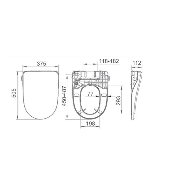 655*375*870mm Lafeme Catania Standard-Vega Gloss White Rimless Tornado Back To Wall Smart Toilet