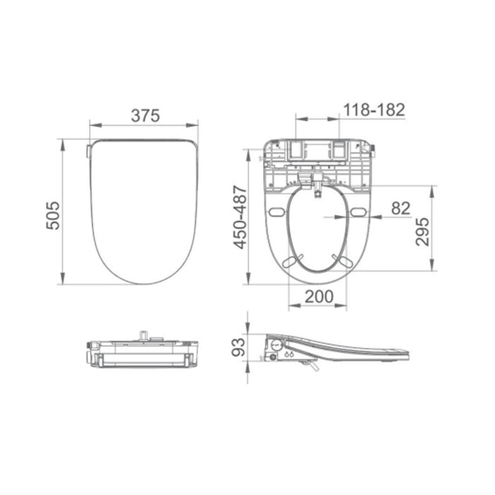 655*375*870mm Lafeme Thea Standard-Vega Gloss White Rimless Tornado Back To Wall Smart Toilet