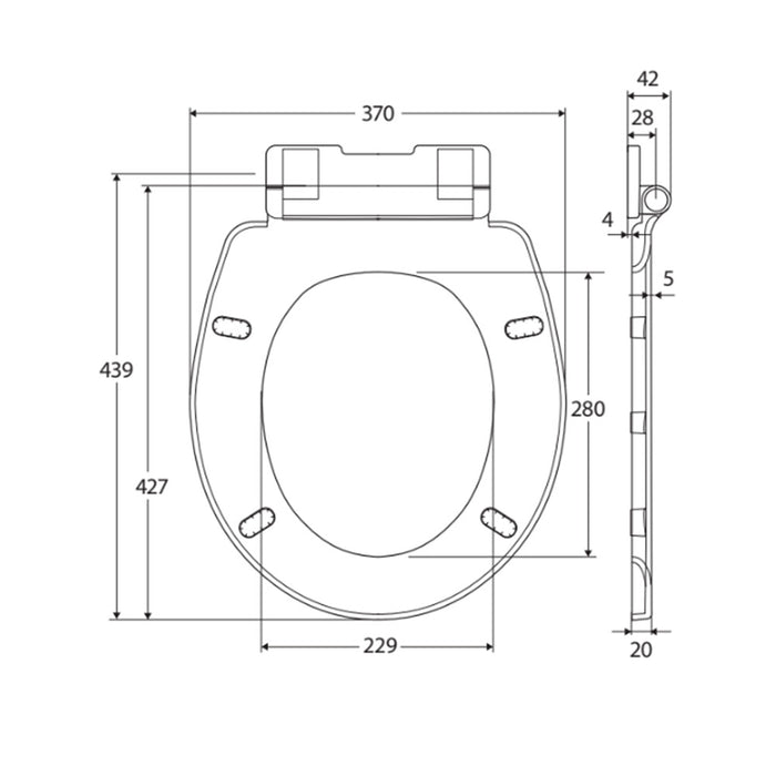 440*370*40mm Fienza Stella Urea-formaldehyde Gloss White Toilet Seat Cover