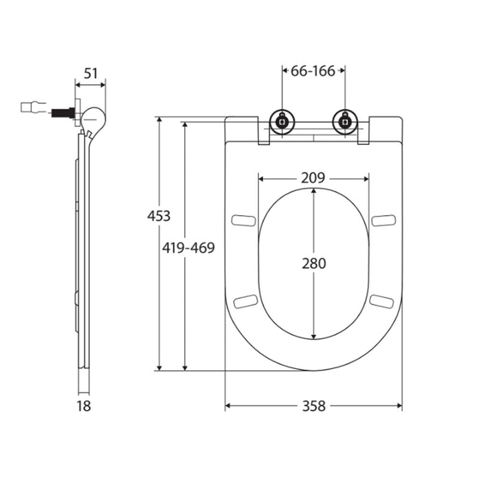 455*360*50mm Fienza Lucero Urea-formaldehyde Gloss White Toilet Seat Cover