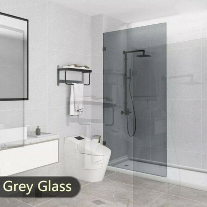 200-1200mm 10mm Toughened Gunmetal Grey Frameless Single Door Fixed Panel Shower Screens