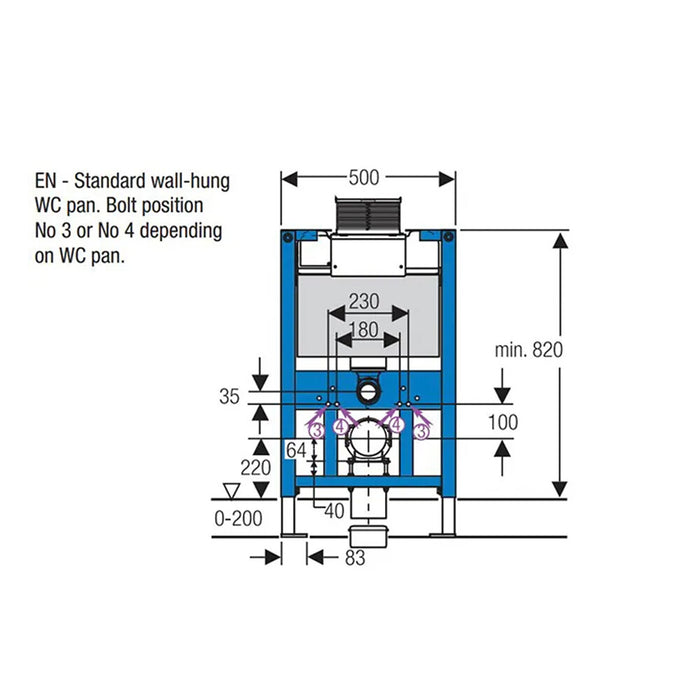 Geberit Kappa Duofix Cistern Framed Low Rise/Low height/Low Level/Mid Level In-wall Cistern For Wall Hung Pan