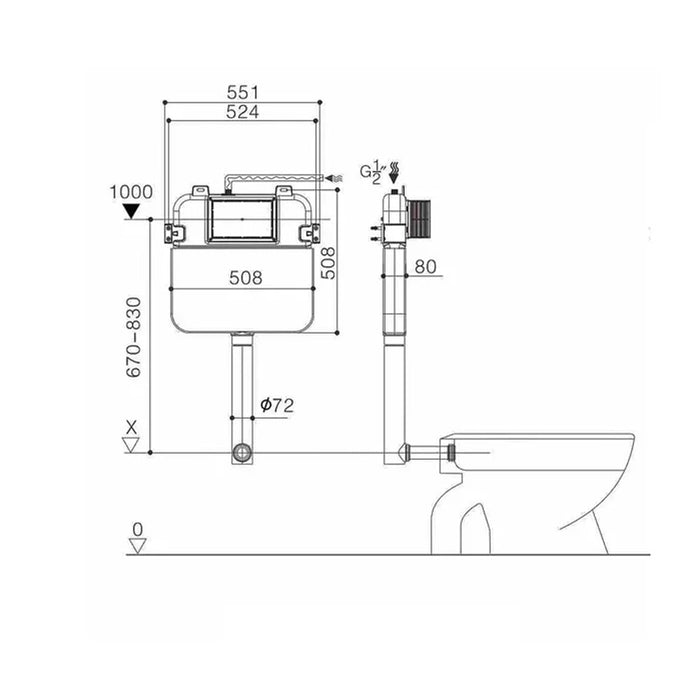 R&T Cistern Framed Low Rise/Low height/Low Level/Mid Level  In-wall Cistern For Wall Hung Pan