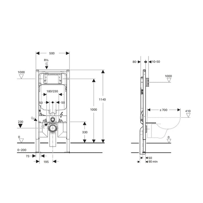 Geberit Sigma8 Counter Concealed Cistern Framed Standard In-wall Cistern For Wall Hung Pan