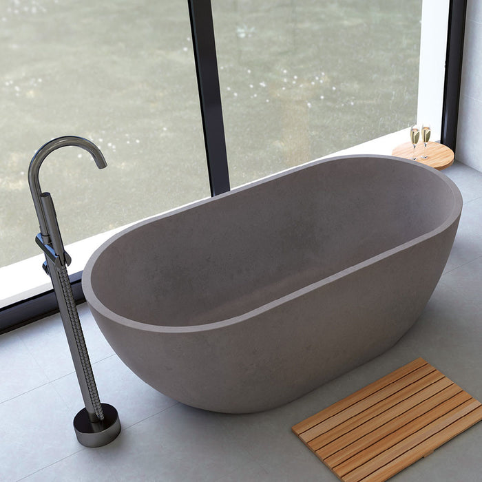 1500*750*525mm Fienza Jada Warm Grey/Sage/Tuscan/Warm White Oval Concrete Freestanding Bathtub