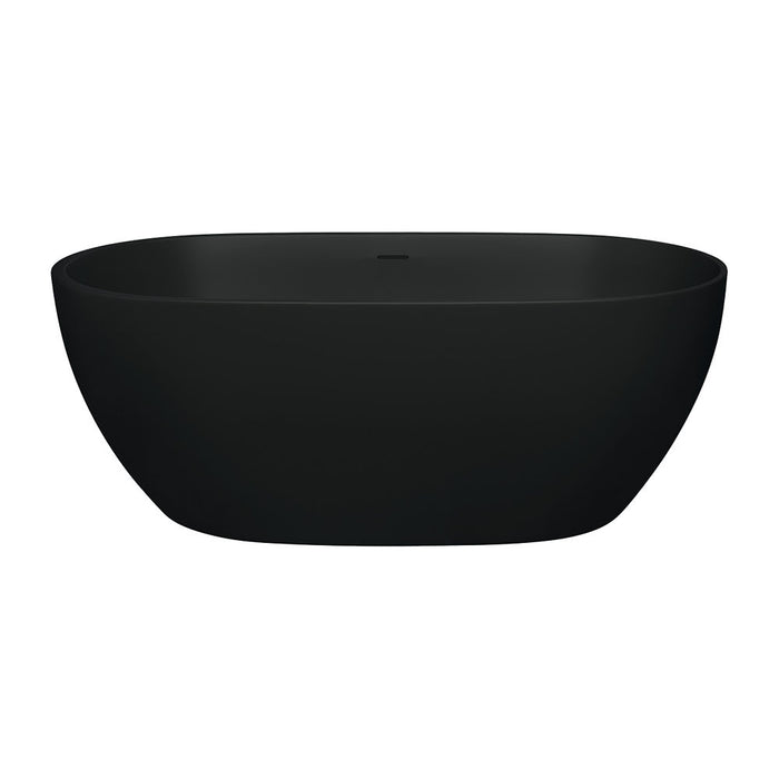 1500/1700*750/800*550mm FIE Luciana Matt Black Oval Cast Stone Solid Surface Freestanding Bathtub With Overflow