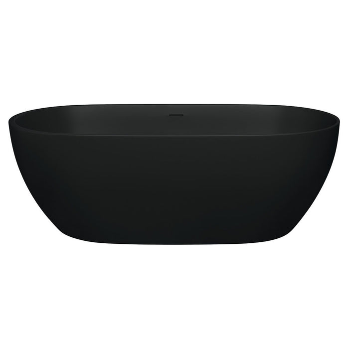 1500/1700*750/800*550mm FIE Luciana Matt Black Oval Cast Stone Solid Surface Freestanding Bathtub With Overflow