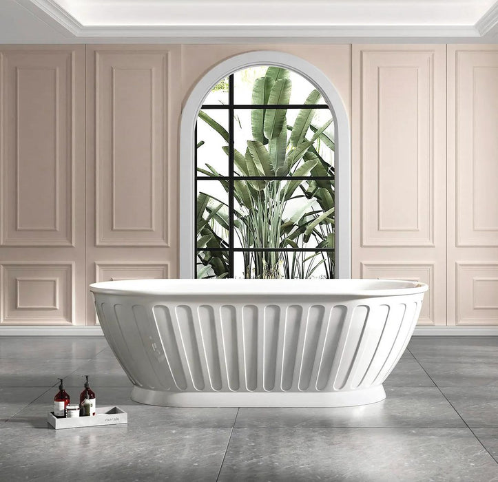 1500/1700*750/800*580mm OTTI Kensington Gloss/Matt White Oval Acrylic Freestanding Bathtub