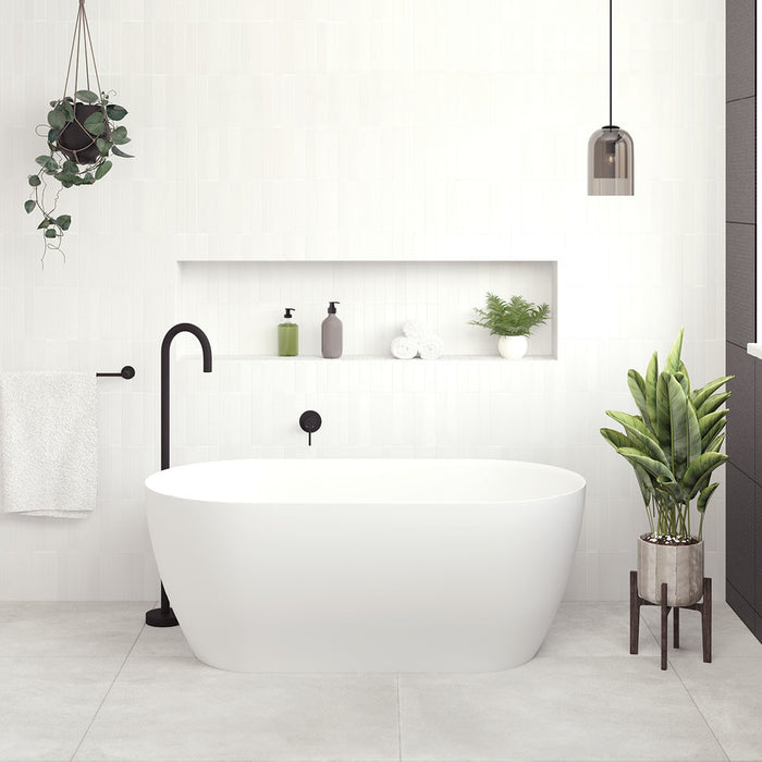 1500/1700*750/800*575mm FIE Kaya Matt White Oval Lightweight Resin Freestanding Stone Bathtub