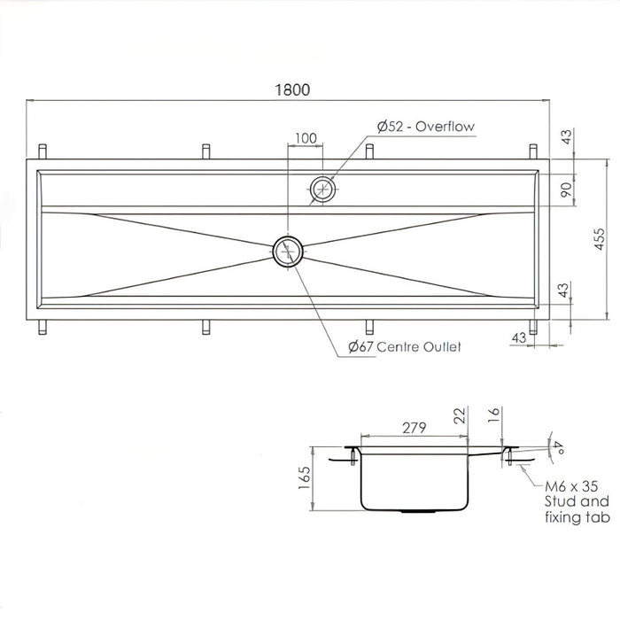 1500mm 3monkeez Stainless Steel 50mm Centre Outlet Practical Activities Trough