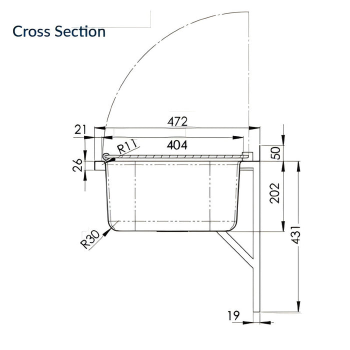 3monkeez Stainless Steel 90mm Outlet Cleaners Sink With Wall Mount Brackets