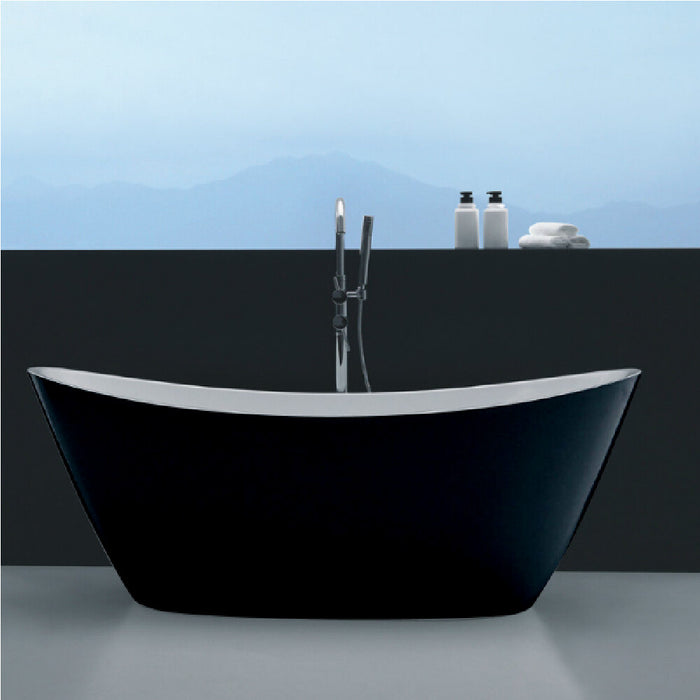 1500-1700*760/800*680mm Broadway FS11 White/Black Acrylic Freestanding Bathtub