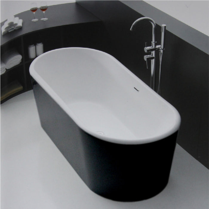 1500-1700*750*600mm Broadway FS12 White/Black Acrylic Oval Freestanding Bathtub