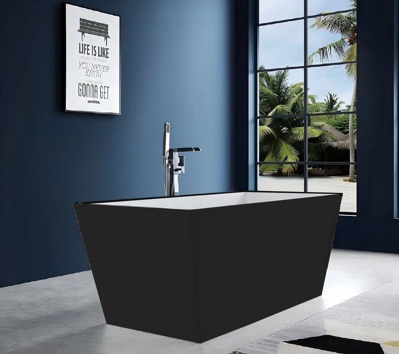 980-1700mm Broadway Cubica White/Black Acrylic Rectangle Freestanding Bathtub