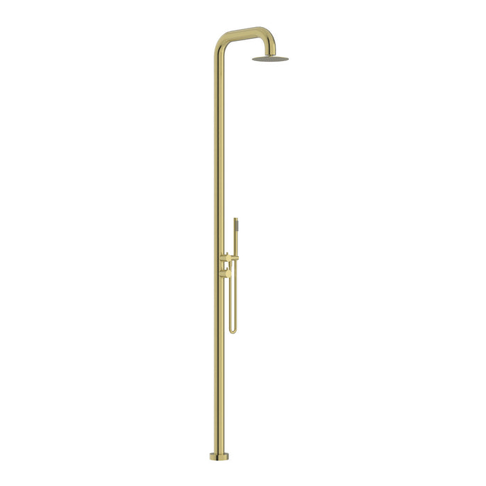 LW Elle 316 Brushed Stainless/Matt Black/Brushed Gold Stainless Steel Outdoor Free Standing Twin Shower