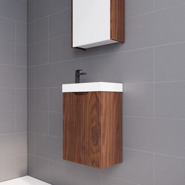 450*250*553mm ABS Vienna Brown Oak Wall Hung Mini Vanity