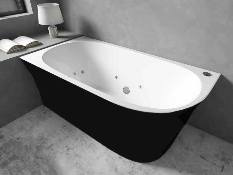 1500-1700mm Broadway FS7 SPA Gloss White Rectangle 12 Jets Corner Bathtub