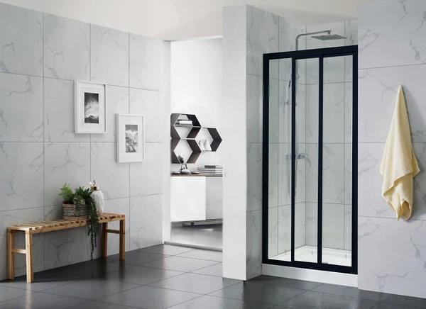 830-1030mm 6mm Tempered Glass 3 Panels Sliding Door Black Wall to Wall Framed Shower Screens