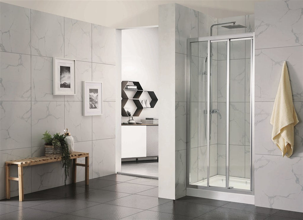 830-1030mm 6mm Tempered Glass 3 Panels Sliding Door Chrome Wall to Wall Framed Shower Screens