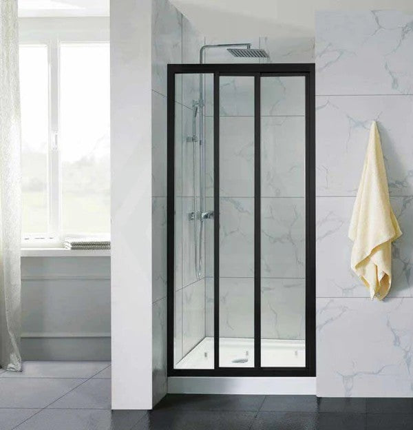 830-1030mm 6mm Tempered Glass 3 Panels Sliding Door Black Wall to Wall Framed Shower Screens