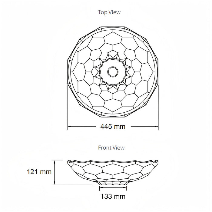 445*445mm HKOHLER Briolette Faceted Glass Above Counter Basin