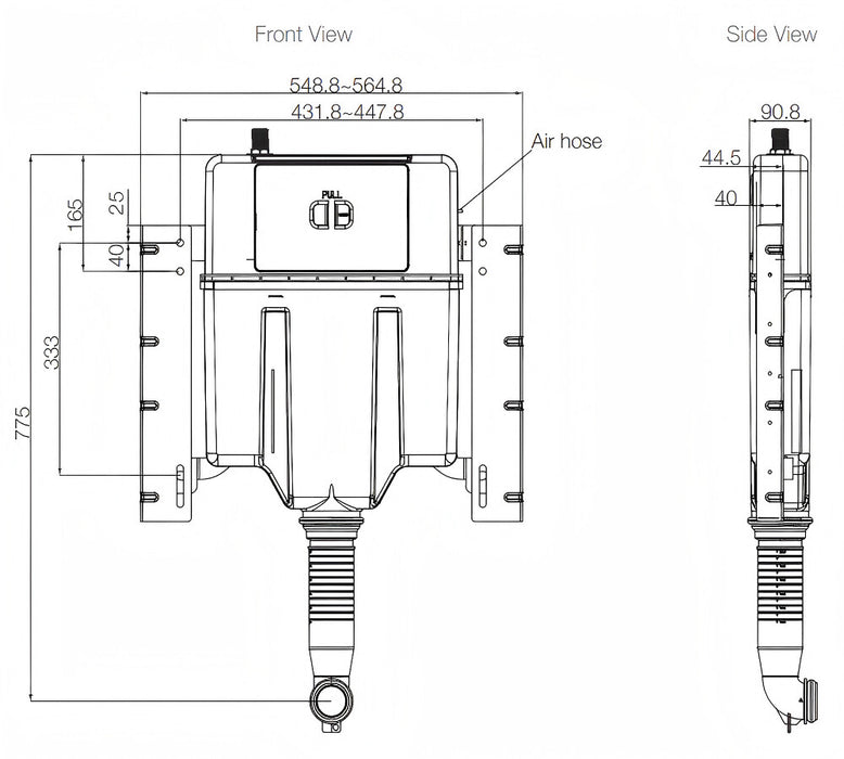 88mm KOHLER Pneumatic In-wall Cistern For Wall Face Pan