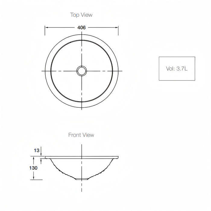 408*408mm KOHLER Kallos Spun Round Glass Undermount Basin