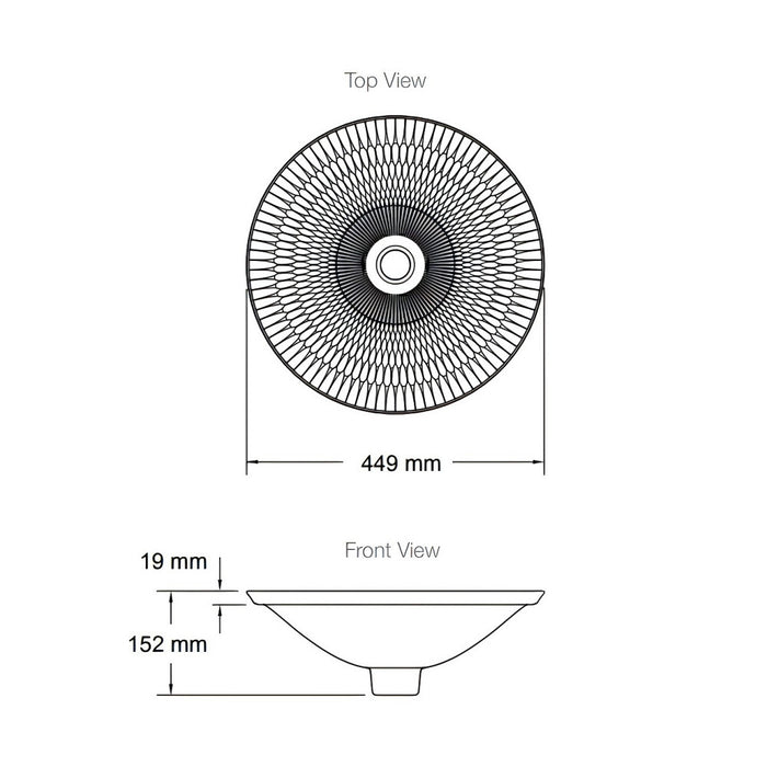 449*449mm KOHLER Derring Wading Pool Self Rimming Round Ceramic Undermount Basin