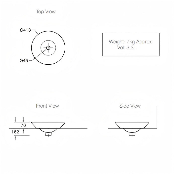 413*413mm KOHLER Bell Round Vitreous China Empress Bouquet Conical Vessels Above Counter Basin