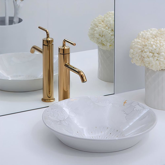 413*413mm KOHLER Bell Round Vitreous China Empress Bouquet Conical Vessels Above Counter Basin