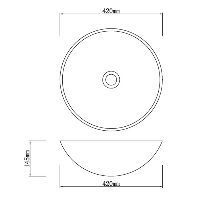 420*420*145mm Infinity Round Art Black Glass Above Counter Basins