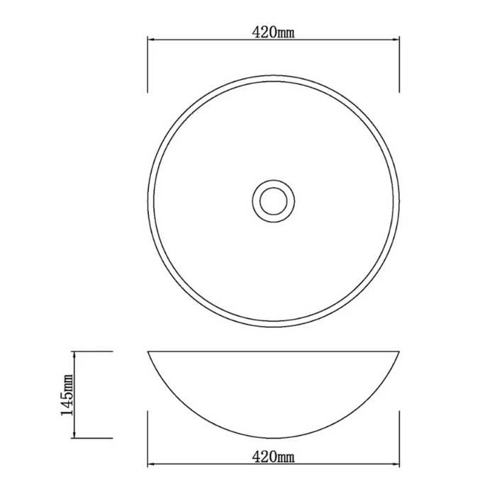 420*420*145mm Infinity Art Black Glass Round Above Counter Basins