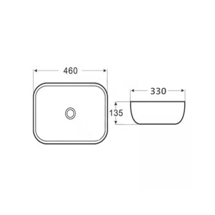 460*330*135mm Infinity Gloss White And Black Edge Ceramic Retangle Above Counter Basins