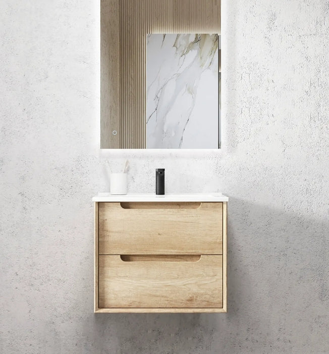 600-1500*460*550mm Byron Natural Oak Bathroom Cabinet Only and Ceramic / Stone Top Wall Hung Vanity