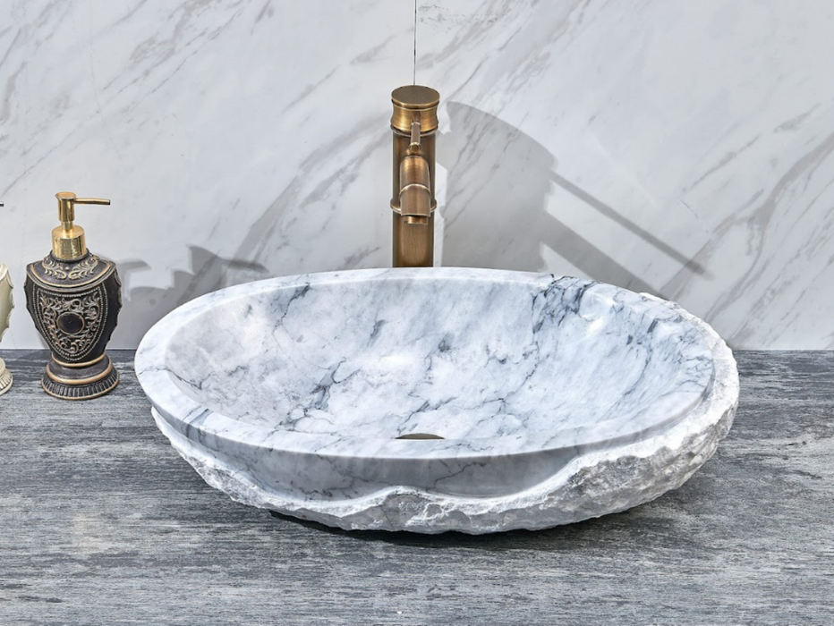 550*350*130mm Infinity Art Grey Marble Stone Oval Above Counter  Basins