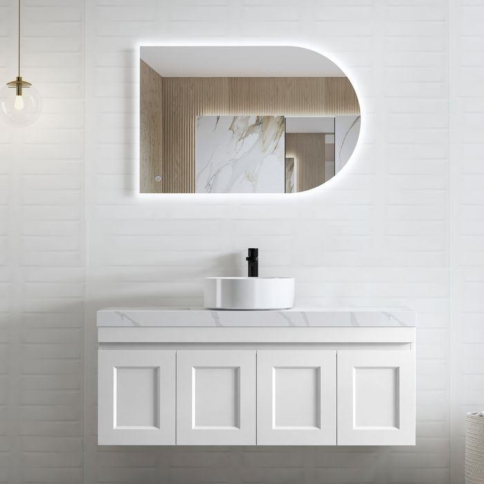 600-1500*460*450mm Hampton Matte White Bathroom Cabinet Only and Ceramic/Stone Top Wall Hung Vanity