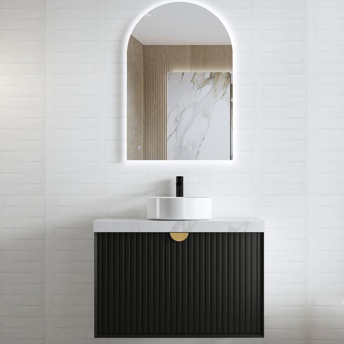 600-1500*460*550mm Marlo Matte Black Bathroom Cabinet Only and Ceramic / Stone Top Wall Hung Vanity