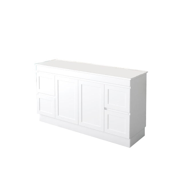 600-1500mm ABS Miami Matt White Shaker Plywood Freestanding(on Kickboard) Vanity Cabinet