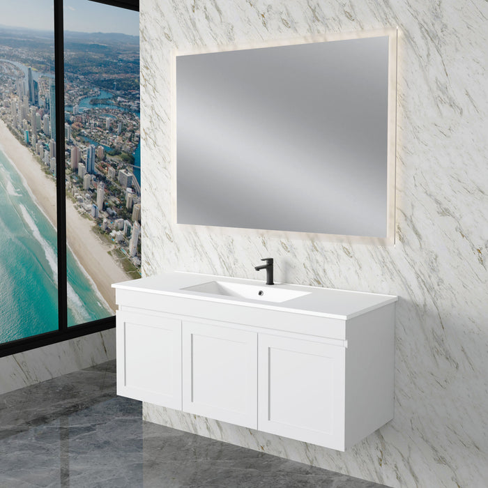 600-1200mm ABS Miami Matt White Shaker Plywood Wall Hung Vanity Cabinet