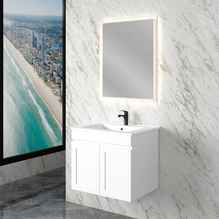 600-1200mm ABS Miami Matt White Shaker Plywood Wall Hung Vanity Cabinet