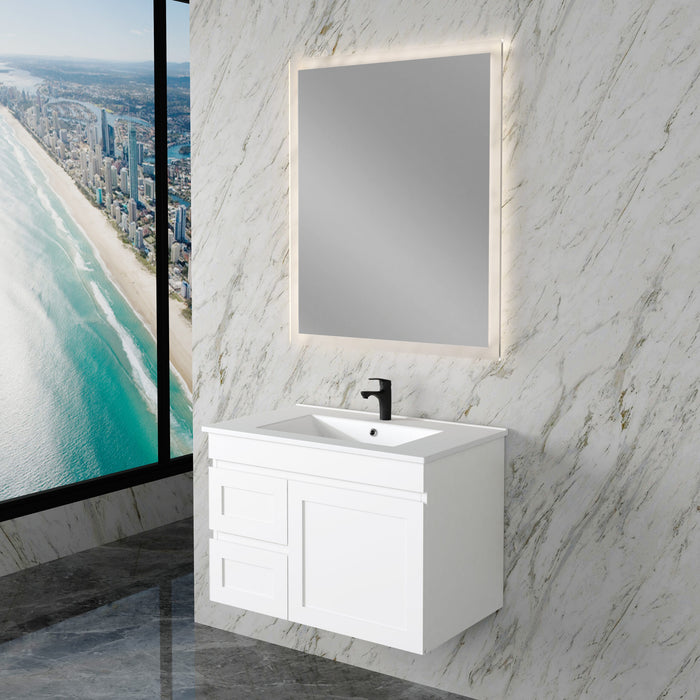 600-1200mm ABS Miami Matt White Shaker Plywood Wall Hung Vanity Cabinet