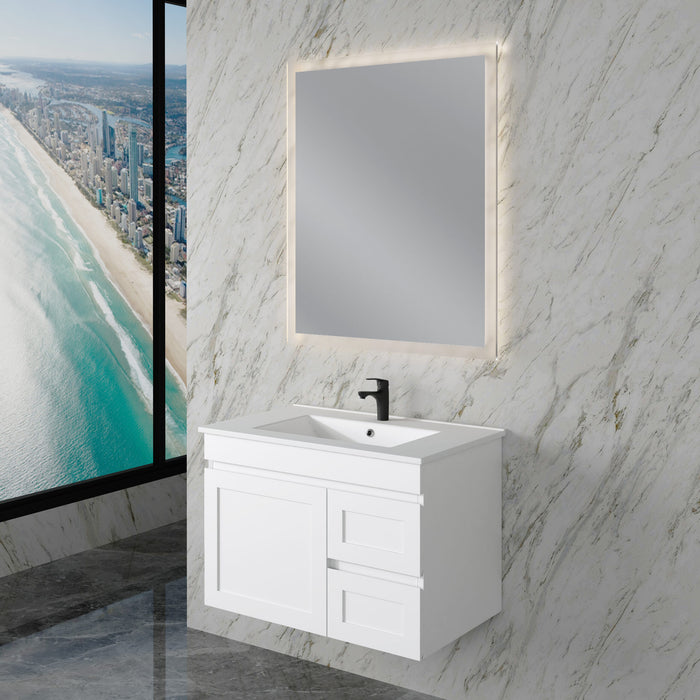 600-1200mm ABS Miami Matt White Shaker Plywood Wall Hung Vanity Cabinet