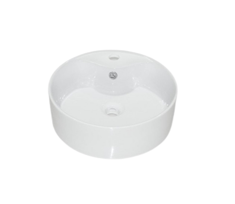 410x410x145mm ABS Ralf Gloss White Ceramic Round 1 Tap Hole With Overflow Undermount Basin