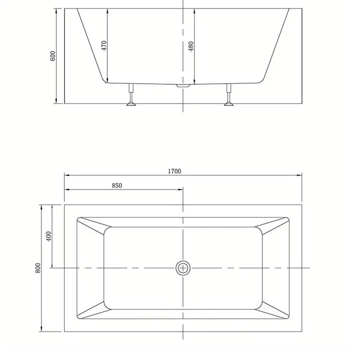 ATAUD 1500/1700*800*600mm White Rectangle 12 Jets Acrylic Freestanding Spa Bathtub