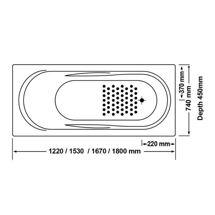 1530-1800*740*450mm Broadway Allura White Acrylic 6/10/12 jets Rectangle Drop In Spa Bathtub