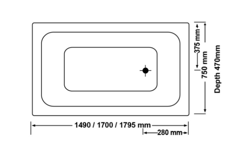 1490-1795*750*470mm Broadway Alpha Rectangle White Acrylic Spa Bath Tub 6/10/12 jets Drop In Spa Bathtub