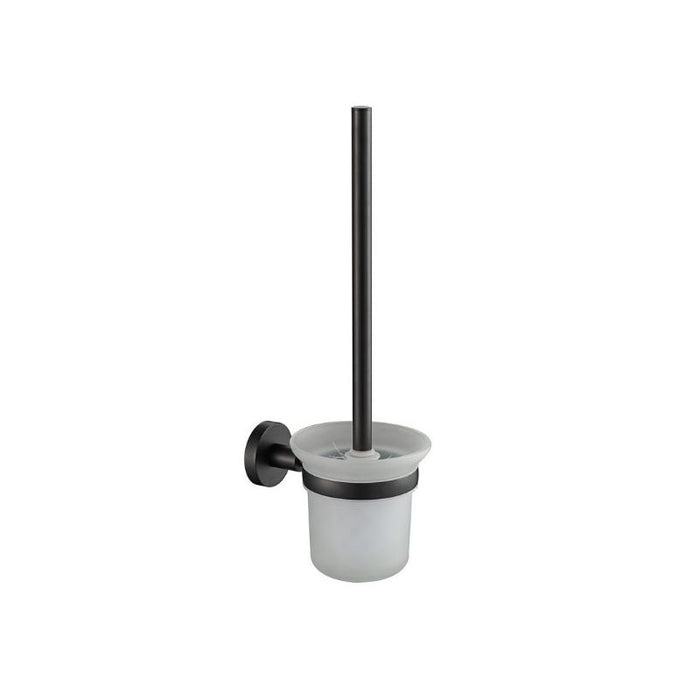 BK RUND Chrome/Matt Black Glass Round Toilet Brush Holders