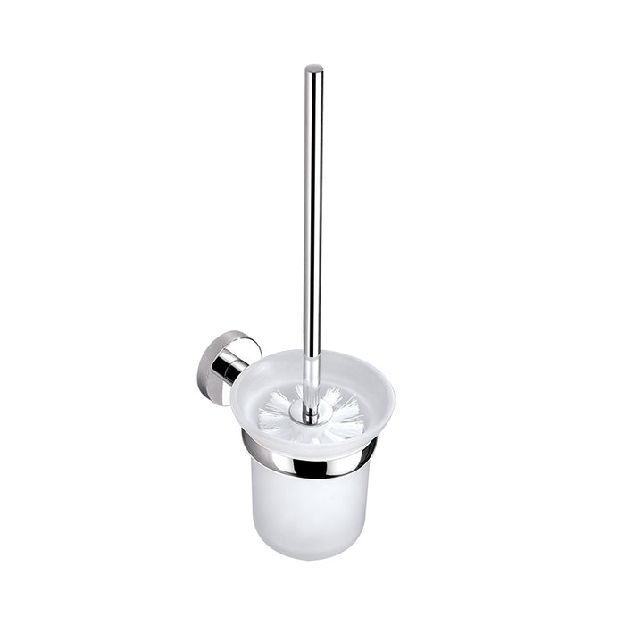 BK RUND Chrome/Matt Black Glass Round Toilet Brush Holders