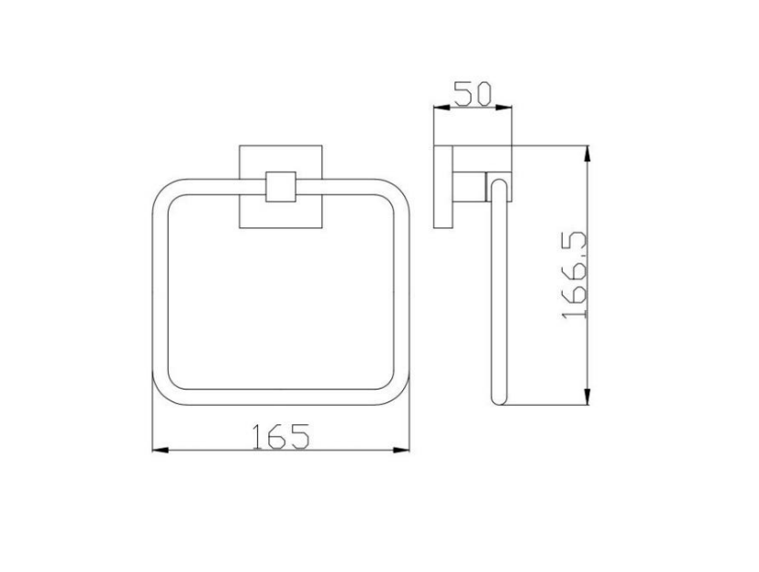 BK ECKIG Chrome Brass Square Towel Rings