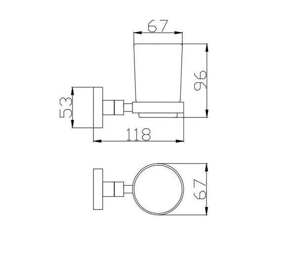 BK ECKIG Chrome Brass Single Round Tumbler Holders